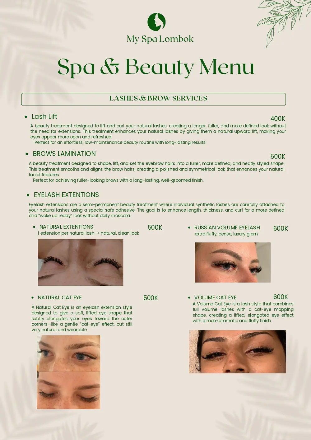 Special spa package deals and couple treatment menu at MY SPA LOMBOK Kuta Mandalika